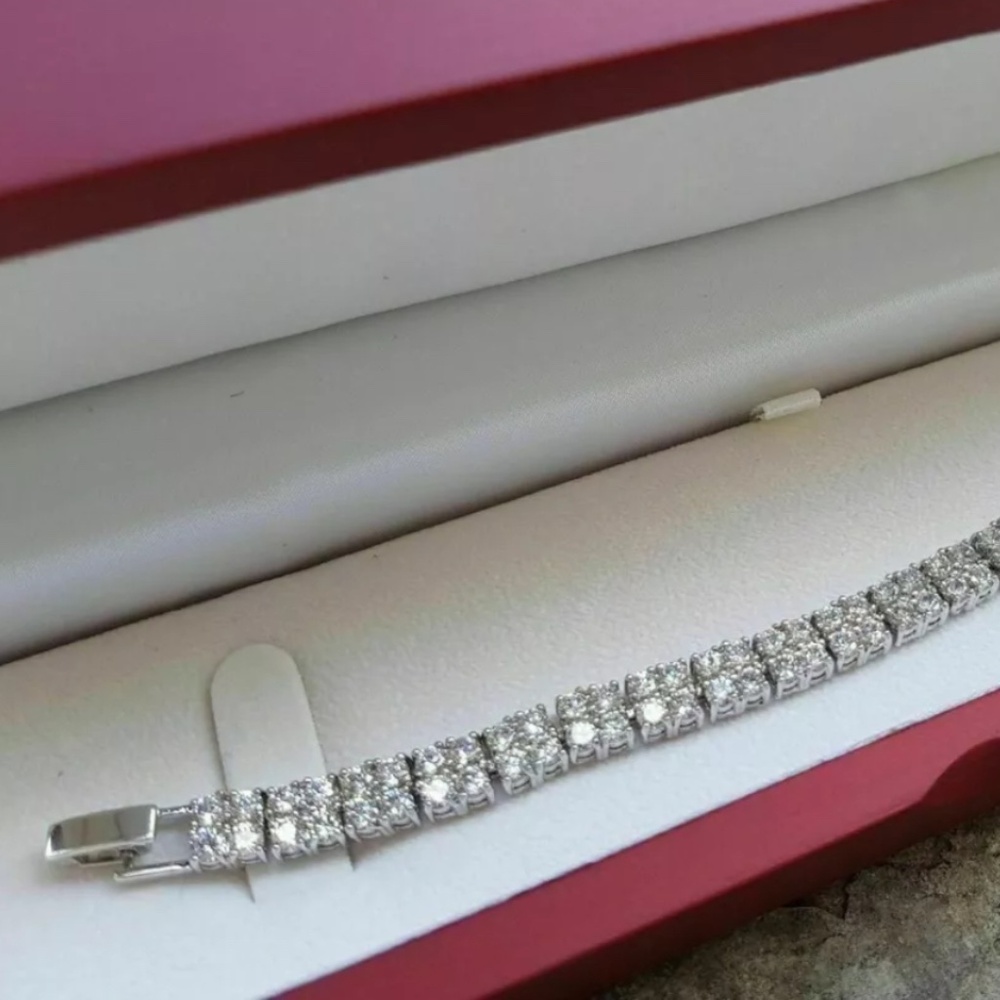 7" Tennis Bracelet 5ct Round Cut Solid 14K White Gold - Unisex Luxury Jewelry.